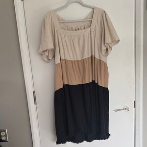 Umgee Colorblock Dress with Short Sleeves